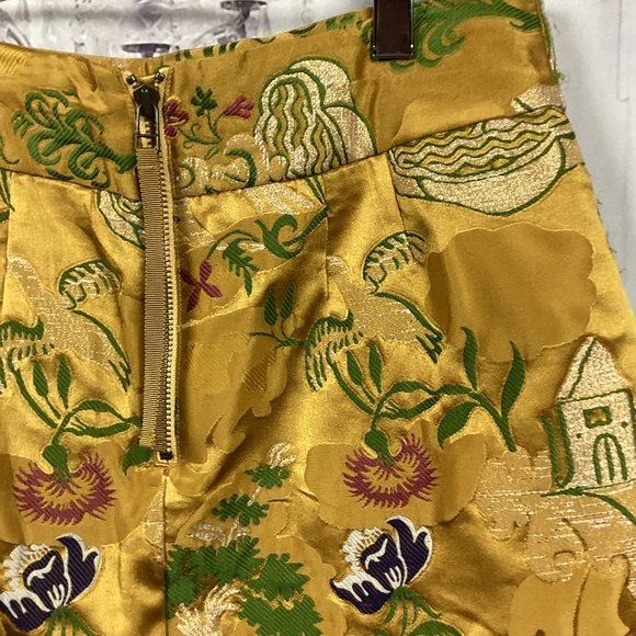 Anthropologie Leifsdottir Gold Embroidered Padded Midi Skirt 4 - Picture 6 of 12